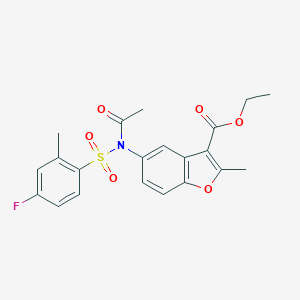 Ethyl 5-{acetyl[(4-fluoro-2-methylphenyl)sulfonyl]amino}-2-methyl-1-benzofuran-3-carboxylate