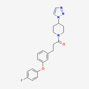 molecular formula C22H23FN4O2 B2808258 1-(4-(1H-1,2,3-三唑-1-基)哌啶-1-基)-3-(3-(4-氟苯氧)苯基)丙酮 CAS No. 1795304-93-6