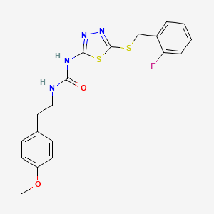 molecular formula C19H19FN4O2S2 B2808298 1-(5-((2-氟苯甲基)硫)-1,3,4-噻二唑-2-基)-3-(4-甲氧基苯乙基)脲 CAS No. 1172349-17-5