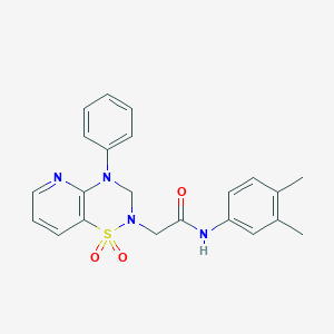 molecular formula C22H22N4O3S B2808304 N-(3,4-dimethylphenyl)-2-(1,1-dioxido-4-phenyl-3,4-dihydro-2H-pyrido[2,3-e][1,2,4]thiadiazin-2-yl)acetamide CAS No. 1251561-10-0