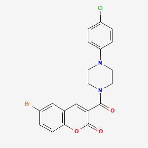 molecular formula C20H16BrClN2O3 B2808313 6-Bromo-3-[4-(4-chlorophenyl)piperazine-1-carbonyl]chromen-2-one CAS No. 886126-96-1