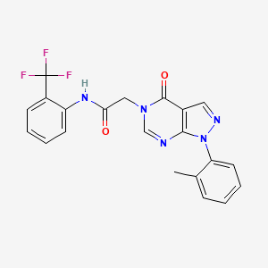 molecular formula C21H16F3N5O2 B2808326 2-(4-oxo-1-(o-tolyl)-1H-pyrazolo[3,4-d]pyrimidin-5(4H)-yl)-N-(2-(trifluoromethyl)phenyl)acetamide CAS No. 895010-46-5