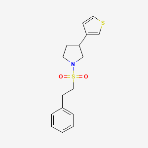 molecular formula C16H19NO2S2 B2808359 1-(Phenethylsulfonyl)-3-(thiophen-3-yl)pyrrolidine CAS No. 2194902-04-8