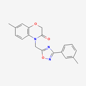 molecular formula C19H17N3O3 B2808379 7-methyl-4-{[3-(3-methylphenyl)-1,2,4-oxadiazol-5-yl]methyl}-2H-1,4-benzoxazin-3(4H)-one CAS No. 1251673-99-0