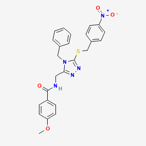 N-((4-benzyl-5-((4-nitrobenzyl)thio)-4H-1,2,4-triazol-3-yl)methyl)-4-methoxybenzamide