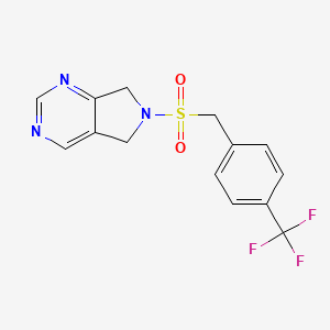 molecular formula C14H12F3N3O2S B2808391 6-((4-(trifluoromethyl)benzyl)sulfonyl)-6,7-dihydro-5H-pyrrolo[3,4-d]pyrimidine CAS No. 1705262-71-0