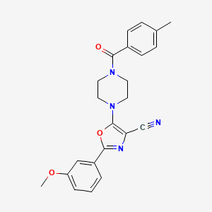 molecular formula C23H22N4O3 B2808397 2-(3-Methoxyphenyl)-5-(4-(4-methylbenzoyl)piperazin-1-yl)oxazole-4-carbonitrile CAS No. 946200-52-8