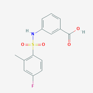 molecular formula C14H12FNO4S B280840 3-{[(4-Fluoro-2-methylphenyl)sulfonyl]amino}benzoic acid 