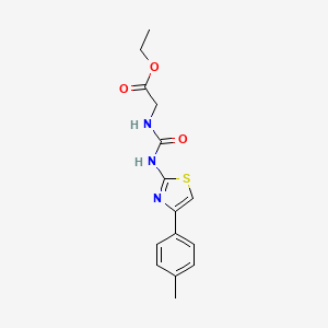 molecular formula C15H17N3O3S B2808412 Ethyl 2-({[4-(4-methylphenyl)-1,3-thiazol-2-yl]carbamoyl}amino)acetate CAS No. 1330750-54-3