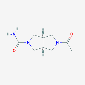 molecular formula C9H15N3O2 B2808417 (3Ar,6aS)-2-acetyl-1,3,3a,4,6,6a-hexahydropyrrolo[3,4-c]pyrrole-5-carboxamide CAS No. 2408935-92-0