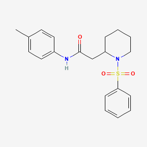 molecular formula C20H24N2O3S B2808420 2-(1-(phenylsulfonyl)piperidin-2-yl)-N-(p-tolyl)acetamide CAS No. 1021117-73-6