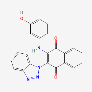 molecular formula C22H14N4O3 B2808426 2-(1H-benzo[d][1,2,3]triazol-1-yl)-3-((3-hydroxyphenyl)amino)naphthalene-1,4-dione CAS No. 371211-58-4