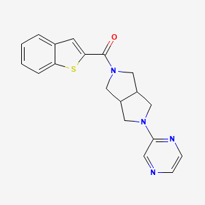 molecular formula C19H18N4OS B2808435 1-Benzothiophen-2-yl-(2-pyrazin-2-yl-1,3,3a,4,6,6a-hexahydropyrrolo[3,4-c]pyrrol-5-yl)methanone CAS No. 2415554-31-1
