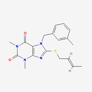 (E)-8-(but-2-en-1-ylthio)-1,3-dimethyl-7-(3-methylbenzyl)-1H-purine-2,6(3H,7H)-dione