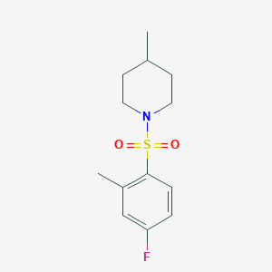 molecular formula C13H18FNO2S B280849 1-[(4-Fluoro-2-methylphenyl)sulfonyl]-4-methylpiperidine 