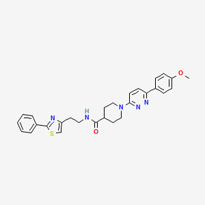 molecular formula C28H29N5O2S B2808502 1-(6-(4-methoxyphenyl)pyridazin-3-yl)-N-(2-(2-phenylthiazol-4-yl)ethyl)piperidine-4-carboxamide CAS No. 1226441-01-5