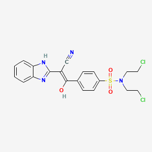 4-(2-(1H-benzo[d]imidazol-2(3H)-ylidene)-2-cyanoacetyl)-N,N-bis(2-chloroethyl)benzenesulfonamide