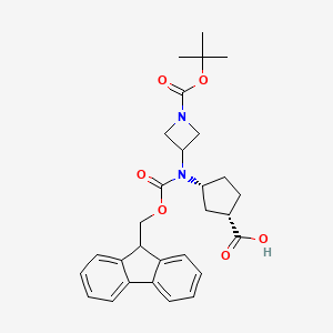 (1S,3R)-3-[9H-Fluoren-9-ylmethoxycarbonyl-[1-[(2-methylpropan-2-yl)oxycarbonyl]azetidin-3-yl]amino]cyclopentane-1-carboxylic acid