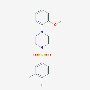 molecular formula C18H21FN2O3S B280854 1-((4-Fluoro-3-methylphenyl)sulfonyl)-4-(2-methoxyphenyl)piperazine 