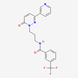 molecular formula C20H17F3N4O2 B2808553 N-(3-(6-oxo-3-(pyridin-3-yl)pyridazin-1(6H)-yl)propyl)-3-(trifluoromethyl)benzamide CAS No. 1021062-89-4