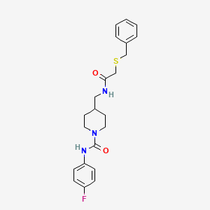 molecular formula C22H26FN3O2S B2808558 4-((2-(benzylthio)acetamido)methyl)-N-(4-fluorophenyl)piperidine-1-carboxamide CAS No. 1235368-72-5