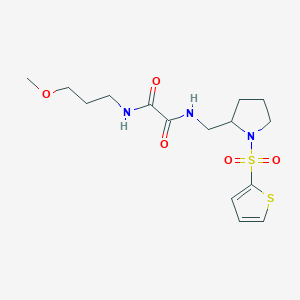 molecular formula C15H23N3O5S2 B2808580 N1-(3-甲氧基丙基)-N2-((1-(噻吩-2-基磺酰基)吡咯啉-2-基)甲基)草酰胺 CAS No. 896280-92-5