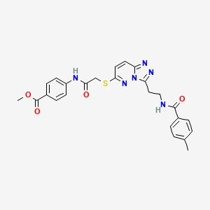 molecular formula C25H24N6O4S B2808583 Methyl 4-(2-((3-(2-(4-methylbenzamido)ethyl)-[1,2,4]triazolo[4,3-b]pyridazin-6-yl)thio)acetamido)benzoate CAS No. 872995-05-6