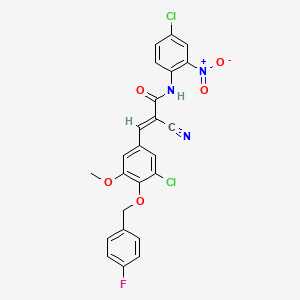 B2808585 (E)-3-[3-chloro-4-[(4-fluorophenyl)methoxy]-5-methoxyphenyl]-N-(4-chloro-2-nitrophenyl)-2-cyanoprop-2-enamide CAS No. 380478-34-2