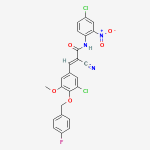 molecular formula C24H16Cl2FN3O5 B2808585 (E)-3-[3-chloro-4-[(4-fluorophenyl)methoxy]-5-methoxyphenyl]-N-(4-chloro-2-nitrophenyl)-2-cyanoprop-2-enamide CAS No. 380478-34-2