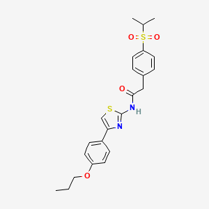 molecular formula C23H26N2O4S2 B2808587 2-(4-(isopropylsulfonyl)phenyl)-N-(4-(4-propoxyphenyl)thiazol-2-yl)acetamide CAS No. 955798-08-0