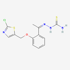 molecular formula C13H13ClN4OS2 B2808591 [(Z)-1-[2-[(2-chloro-1,3-thiazol-5-yl)methoxy]phenyl]ethylideneamino]thiourea CAS No. 477886-88-7