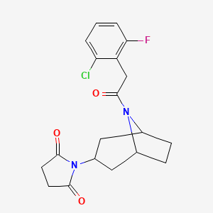 molecular formula C19H20ClFN2O3 B2808595 1-((1R,5S)-8-(2-(2-chloro-6-fluorophenyl)acetyl)-8-azabicyclo[3.2.1]octan-3-yl)pyrrolidine-2,5-dione CAS No. 2060474-00-0