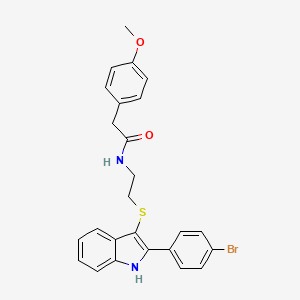 N-(2-((2-(4-bromophenyl)-1H-indol-3-yl)thio)ethyl)-2-(4-methoxyphenyl)acetamide