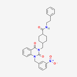 molecular formula C31H32N4O5 B2808612 4-((1-(3-nitrobenzyl)-2,4-dioxo-1,2-dihydroquinazolin-3(4H)-yl)methyl)-N-phenethylcyclohexanecarboxamide CAS No. 866346-05-6