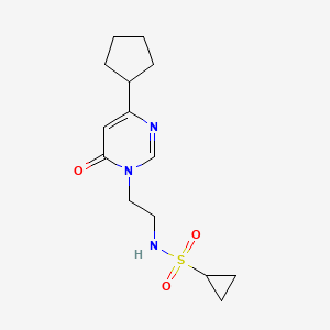molecular formula C14H21N3O3S B2808616 N-(2-(4-cyclopentyl-6-oxopyrimidin-1(6H)-yl)ethyl)cyclopropanesulfonamide CAS No. 1797224-44-2