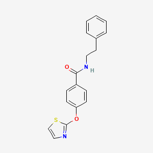 molecular formula C18H16N2O2S B2808619 N-phenethyl-4-(thiazol-2-yloxy)benzamide CAS No. 2034607-92-4