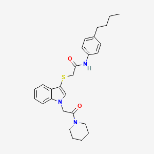 molecular formula C27H33N3O2S B2808624 N-(4-丁基苯基)-2-((1-(2-氧代-2-(哌啶-1-基)乙基)-1H-吲哚-3-基)硫代)乙酰胺 CAS No. 878052-78-9