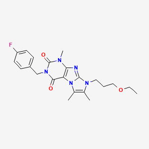 molecular formula C22H26FN5O3 B2808643 6-(3-乙氧基丙基)-2-[(4-氟苯基)甲基]-4,7,8-三甲基嘧啶并[7,8-a]咪唑-1,3-二酮 CAS No. 878422-87-8