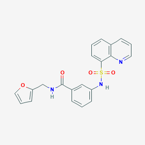 molecular formula C21H17N3O4S B280867 N-(2-furylmethyl)-3-[(8-quinolinylsulfonyl)amino]benzamide 