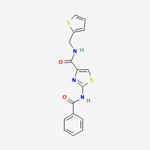 molecular formula C16H13N3O2S2 B2808687 2-benzamido-N-(thiophen-2-ylmethyl)thiazole-4-carboxamide CAS No. 941929-17-5