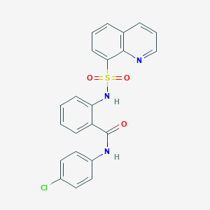 molecular formula C22H16ClN3O3S B280869 N-(4-chlorophenyl)-2-[(8-quinolinylsulfonyl)amino]benzamide 