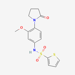 molecular formula C15H16N2O4S2 B2808694 N-[3-methoxy-4-(2-oxopyrrolidin-1-yl)phenyl]thiophene-2-sulfonamide CAS No. 942012-76-2