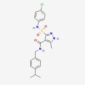 molecular formula C21H23ClN4O3S B2808700 Methyl 5-{[(1,3-benzodioxol-5-ylamino)carbonyl]amino}-3-isobutoxy-1-benzothiophene-2-carboxylate CAS No. 1298037-54-3