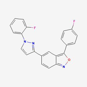 molecular formula C22H13F2N3O B2808729 3-(4-氟苯基)-5-[1-(2-氟苯基)-1H-吡唑-3-基]-2,1-苯并异噁唑-2-酮 CAS No. 321526-22-1