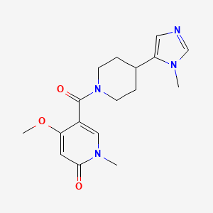 molecular formula C17H22N4O3 B2808730 4-Methoxy-1-methyl-5-[4-(3-methylimidazol-4-yl)piperidine-1-carbonyl]pyridin-2-one CAS No. 2309727-78-2