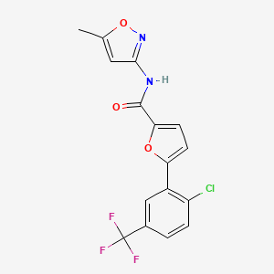 molecular formula C16H10ClF3N2O3 B2808762 5-[2-氯-5-(三氟甲基)苯基]-N-(5-甲基-1,2-噁唑-3-基)呋喃-2-甲酰胺 CAS No. 853749-26-5