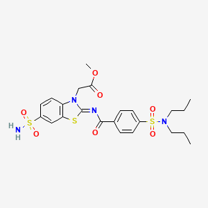molecular formula C23H28N4O7S3 B2808785 Methyl 2-[2-[4-(dipropylsulfamoyl)benzoyl]imino-6-sulfamoyl-1,3-benzothiazol-3-yl]acetate CAS No. 865198-75-0