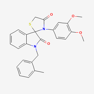 molecular formula C26H24N2O4S B2808793 3'-(3,4-Dimethoxyphenyl)-1-(2-methylbenzyl)spiro[indoline-3,2'-thiazolidine]-2,4'-dione CAS No. 899986-94-8