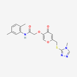 molecular formula C19H20N4O4S B2808816 N-(2,5-dimethylphenyl)-2-((6-(((4-methyl-4H-1,2,4-triazol-3-yl)thio)methyl)-4-oxo-4H-pyran-3-yl)oxy)acetamide CAS No. 899745-17-6