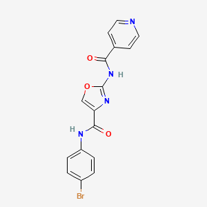 molecular formula C16H11BrN4O3 B2808829 N-(4-溴苯基)-2-(异烟肼基)噁唑-4-羧酰胺 CAS No. 1797578-41-6